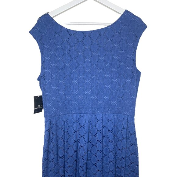 Ronni Nicole Blue Eyelet Lace Pleated Dress Women’s Size 14 - Picture 7 of 11
